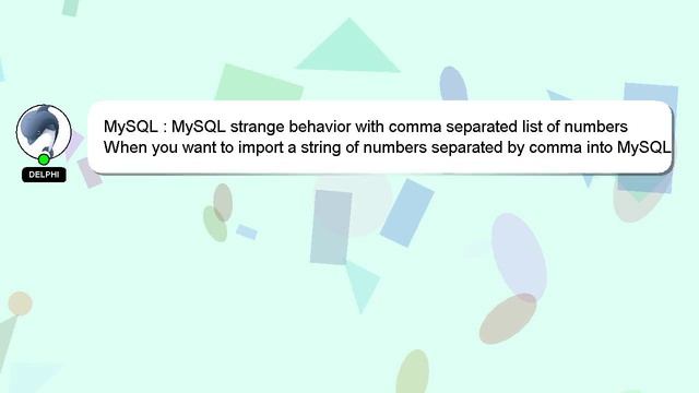 MySQL : MySQL strange behavior with comma separated list of numbers смотреть онлайн
