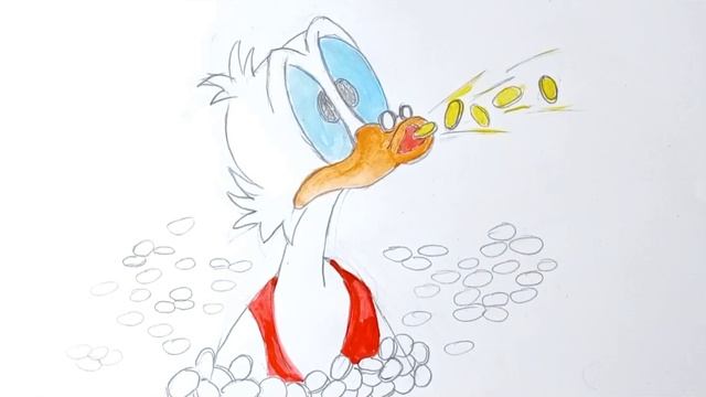 Рисуем Скруджа Макдака. Мультяшные рисунки. Videos for kids. смотреть онлайн