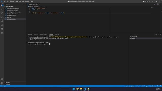 Solución (FIX): PYTHON: SyntaxError: invalid decimal literal смотреть онлайн
