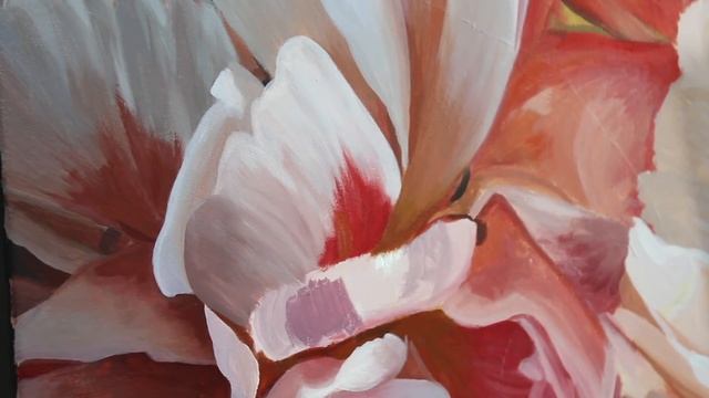 Peony Acrylic Painting Tutorial + Timelapse || Learn to Paint Peonies and Floral Still Life Pieces смотреть онлайн
