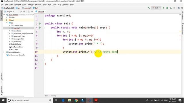 Bài tập Java: Bài 1.1: Vẽ hình chữ nhật đặc bằng các dấu * смотреть онлайн