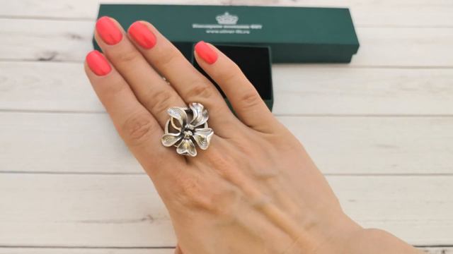 Серебряное кольцо Орхидея смотреть онлайн
