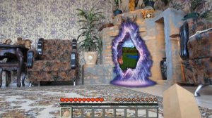 КОТ МАЛЫШ И КРОЛИК БАФФИ открыли ПОРТАЛ В МАЙНКРАФТ! ЧЕЛЛЕНДЖ НАЙДИ КРИПЕРА ! MINECRAFT in real lif