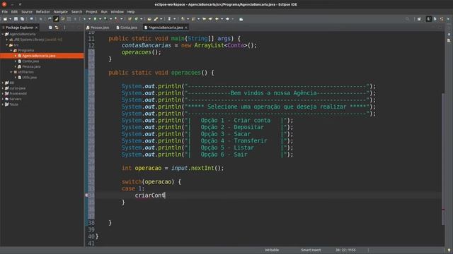 PROGRAMA EM JAVA - AGÊNCIA BANCÁRIA - CRIAR CONTA - DEPOSITAR - SACAR - TRANSFERIR -LISTAR CONTAS смотреть онлайн