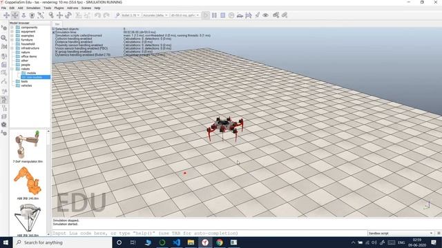 TAS Hexapod Robot on Vrep Simulator Walking Interface with Python смотреть онлайн