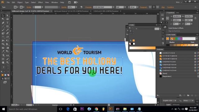 Flex banner design in illustrator | Billboard Design Tutorial | Ilustrador de diseño de banner смотреть онлайн