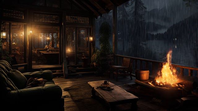 Rain and Fire Sounds for Relaxation by the Lake| Enhance Sleep Quality and Reduce Stress смотреть онлайн