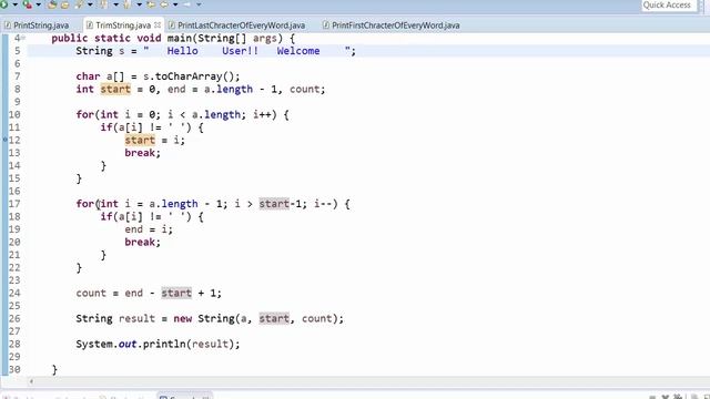 String Problems-3: Trim the String | Java Implementation смотреть онлайн