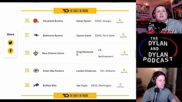 My 2021 Mock Draft 3.0 Picks 21-32 | Dylan and Dylan React смотреть онлайн