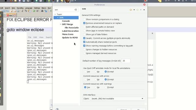 Eclipse : Failed to load JavaHL Library on linux смотреть онлайн