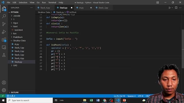 Stack dan Implementasinya(Infix to Postfix) using Python смотреть онлайн