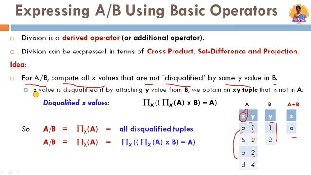 Division Operator in Relational Algebra | Examples | DBMS | Lect-36 | Shanu Kuttan | Hindi смотреть онлайн