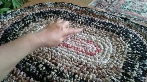 Коврик ОВАЛЬНЫЙ  крючком из ненужных вещей и остатков пряжи