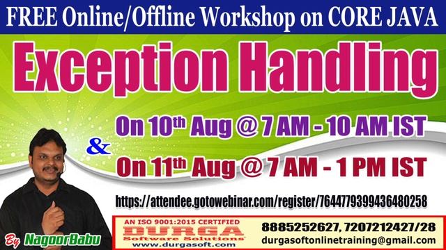FREE Workshop On CORE JAVA Exception Handling in DURGASOFT смотреть онлайн