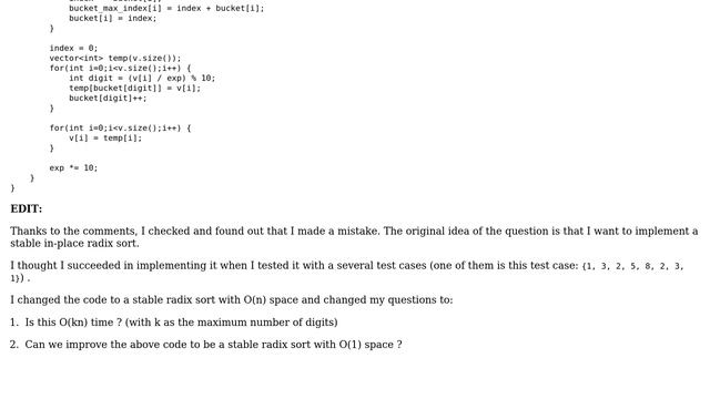Code Review: Stable radix sort in-place using O(1) space смотреть онлайн