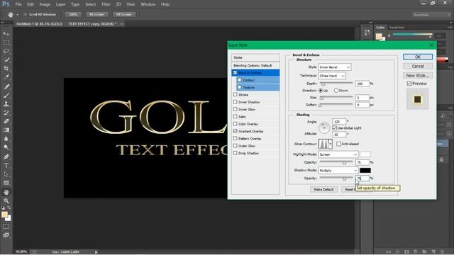 Gold Text Effect Photoshop смотреть онлайн