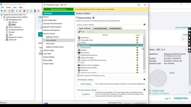 اعدادات سياسة المستخدمين (الخطوات الاساسية) - Configure Users Policy in Kaspersky Security Center смотреть онлайн