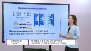 Биология. 7 класс. Понятие о ДНК как хранителе и носителе генетического материала /09.04.2021/