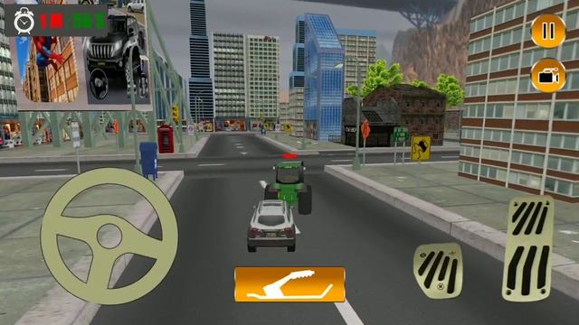 City Chained Tractor Pull Car Towing Transport Simulator Android Game Play for Kids HD смотреть онлайн