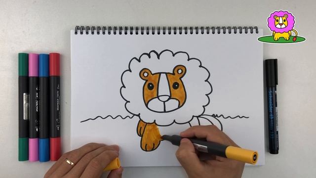 How to draw a baby lion | Art for Kids Family | Simple drawing for children смотреть онлайн