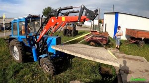 Испытание фронтального погрузчика МТЗ-82  в деле. Груз 1 тонна.
