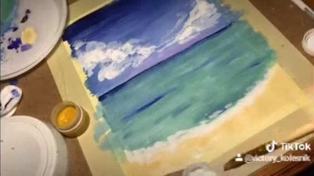 рисуем море и пляж ,пальмы смотреть онлайн