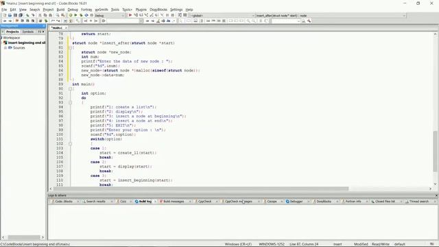 insert a node before and after given node using link list for data structure in C language смотреть онлайн