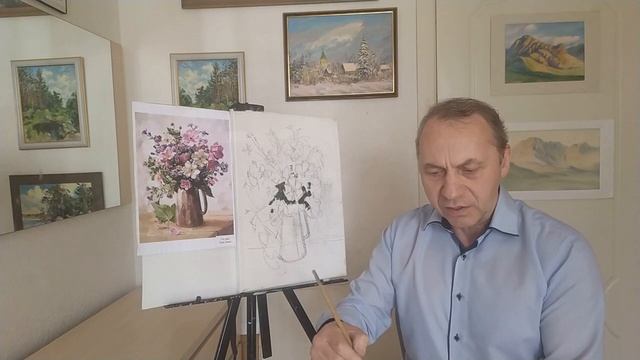 От эскиза до картины - цветы маслом смотреть онлайн