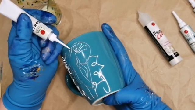 Роспись кружки контурами ? #Декор#Ручнаяработа#Подарок#Роспись#МК