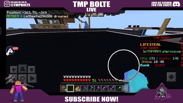 LIFESTEAL PUBLIC SMP LIVE WITH SUSCRIBER ♥️ | ROAD TO MONITIZED ?? | TMP BOLTE LIVE смотреть онлайн