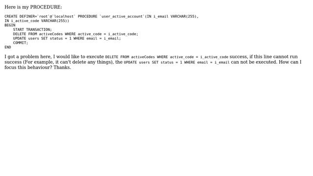 How can ensure the PROCEDURE can run all successfully in MySQL? смотреть онлайн