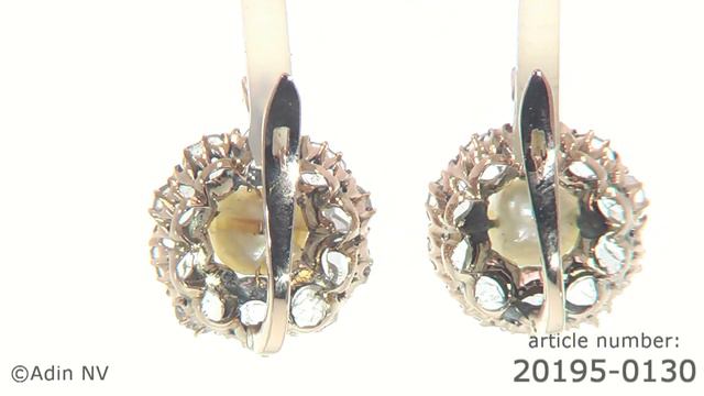 Victorian pink gold earrings set with rose cut diamonds and natural pearls. (Adin Nº 20195-0130) смотреть онлайн