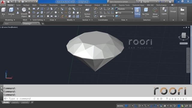 AutoCAD 3D Diamond Making Tutorial смотреть онлайн