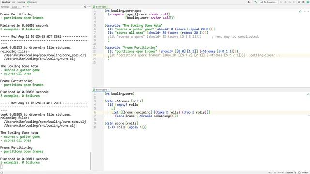 Bowling Game Kata in Clojure by Michael Whatcott смотреть онлайн
