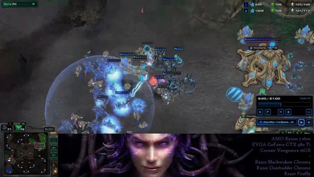 StarCraft 2: Crazy 1-base adept all-in defense! смотреть онлайн