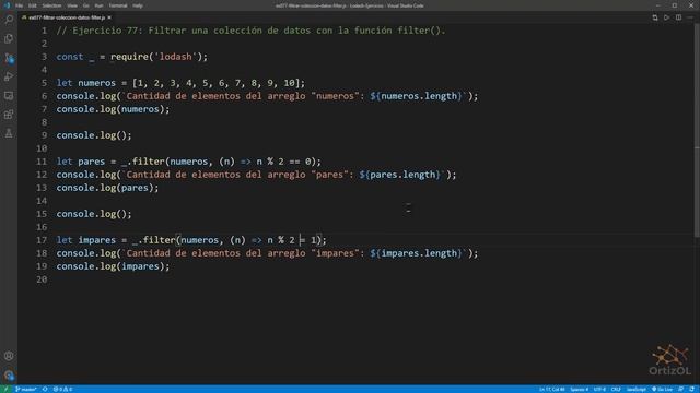 Lodash Ejercicio: 77 Filtrar una Colección de Datos a través de la Función filter() смотреть онлайн