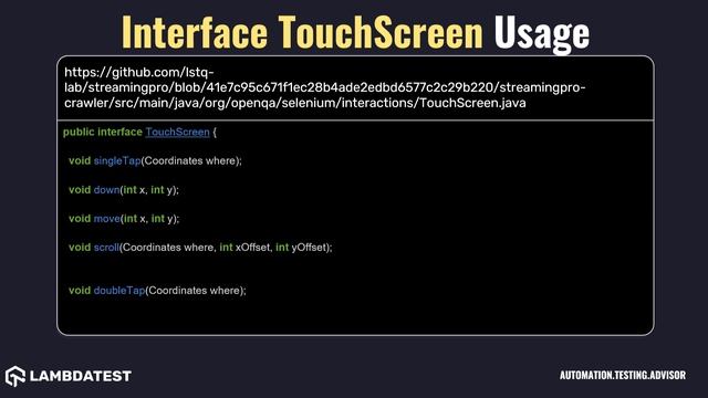 org openqa selenium interactionsInterface TouchScreen with examples смотреть онлайн