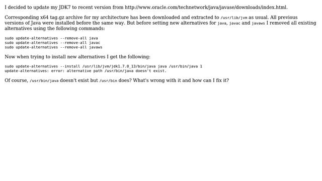 Ubuntu: update-alternatives: "alternative path doesn't exist" issue while updating JDK7 смотреть онлайн
