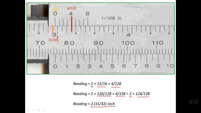 10) Reading Fractional Inch Vernier Caliper with 1/128 inch Resolution (Least Count) смотреть онлайн