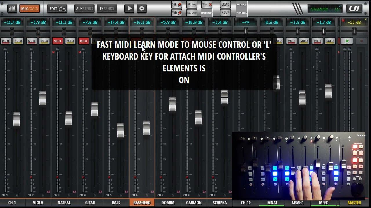 WEB UI Midi Control ч2 SoundCraft UI12 UI16 UI24r MotoFader смотреть онлайн
