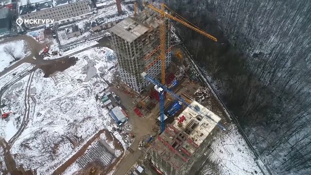 ЖК «Митино Парк» — аэросъемка МСКГуру. Январь 2018. смотреть онлайн