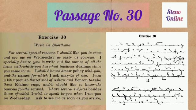 Pitman Shorthand Exercise No. 30 In 80 W.p.m. ||Steno Online ||