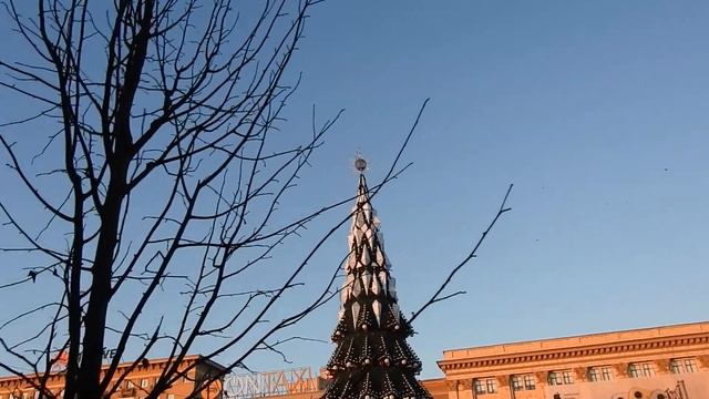 Ёлка на Новый год 2019-2020 установлена в Харькове на площади Свободы, 6 декабря 2019 смотреть онлайн