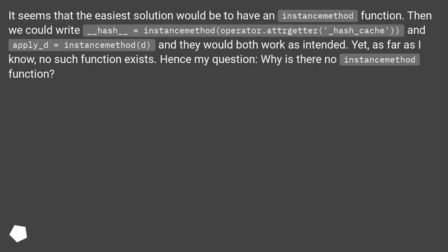 Why doesn't Python have an instancemethod function? смотреть онлайн