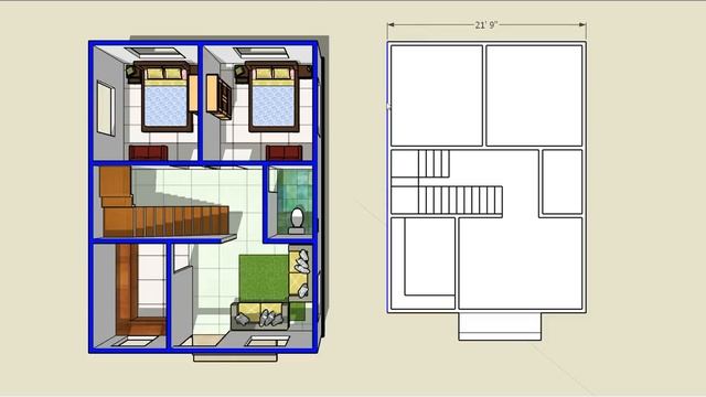 22 x 30 ghar ka naksha II 22 x 30 house plan design II 2 bhk house plan смотреть онлайн