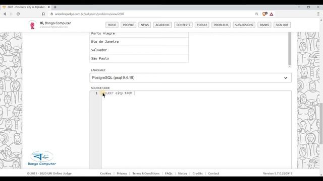 Learn How to Solve URI Online Judge SQL - #2607 - Providers' City in Alphabetical Order смотреть онлайн
