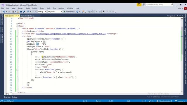 Sending Json object to MVC action method смотреть онлайн