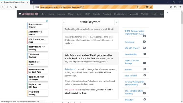 Explain illegal forward reference error in static block.
| javapedia.net смотреть онлайн