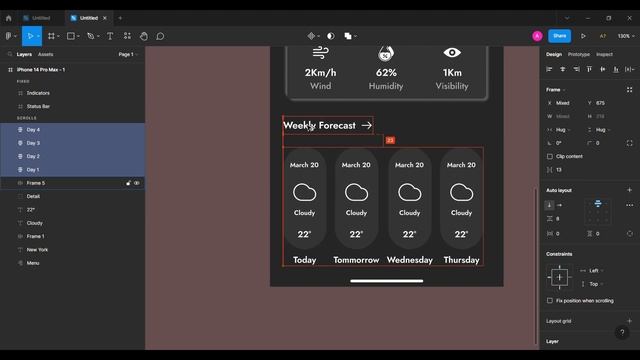 Weather Forecast App UI/UX Design in figma смотреть онлайн