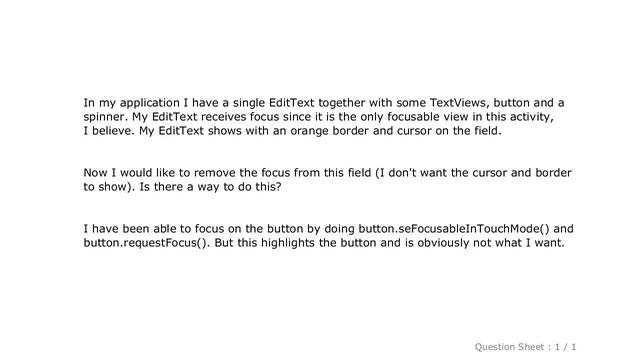 Android : How to remove focus from single editText смотреть онлайн